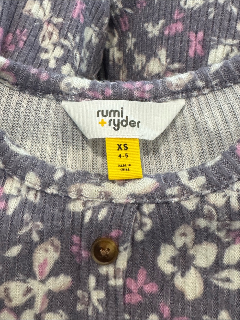 Rumi + Ryder Girls Floral Ribbed SOFT Knit Dress Purple Gray Size XS 4-5 - Picture 5 of 7
